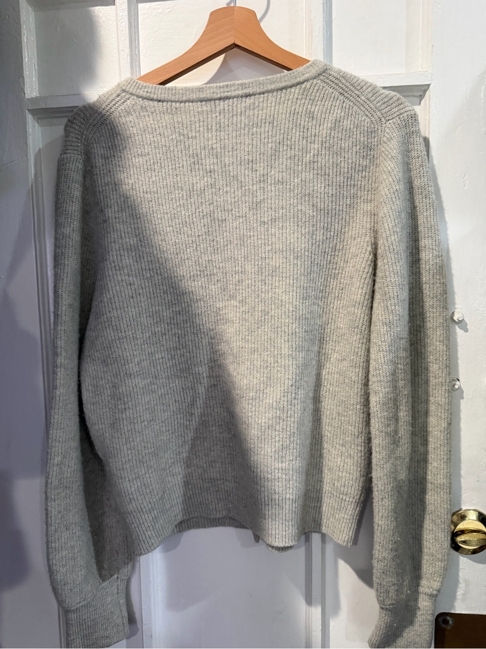 J. Crew Light Gray Ribbed Button-Up Cardigan - Picture 3 of 4